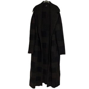 STRENESSE Black and Brown Checkered Cardigan